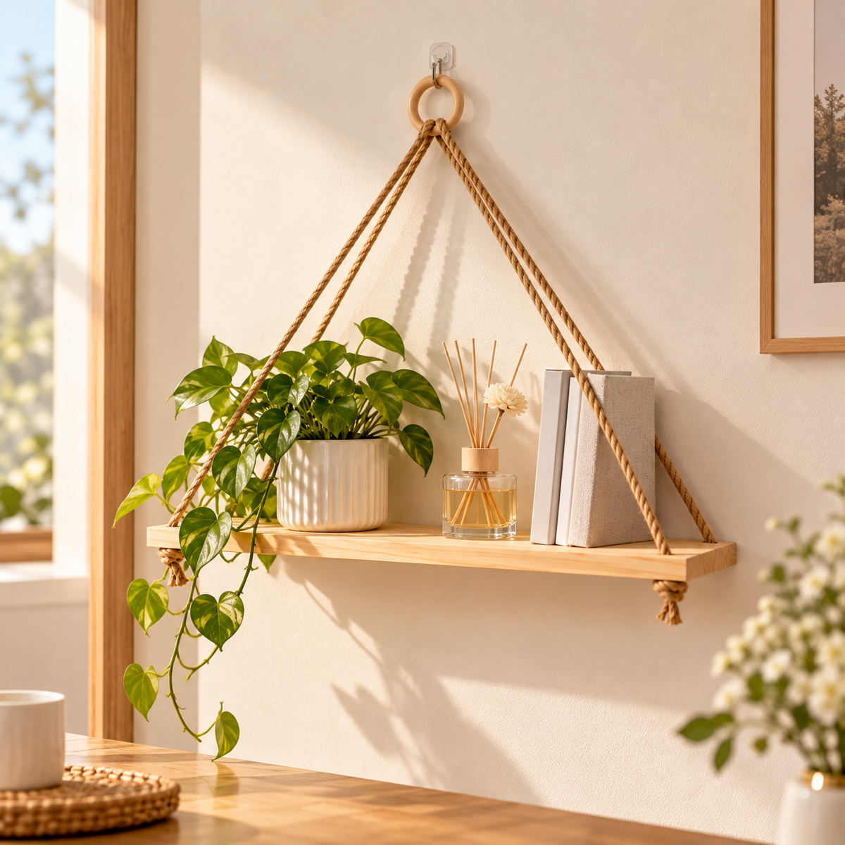 Small Wooden Hanging Wall Shelf