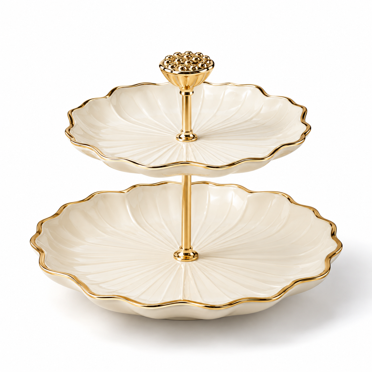 Small Lotus-Shaped Double-Tier Fruit Tray
