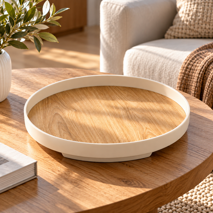 Large Wood-Grain Decorative Tray