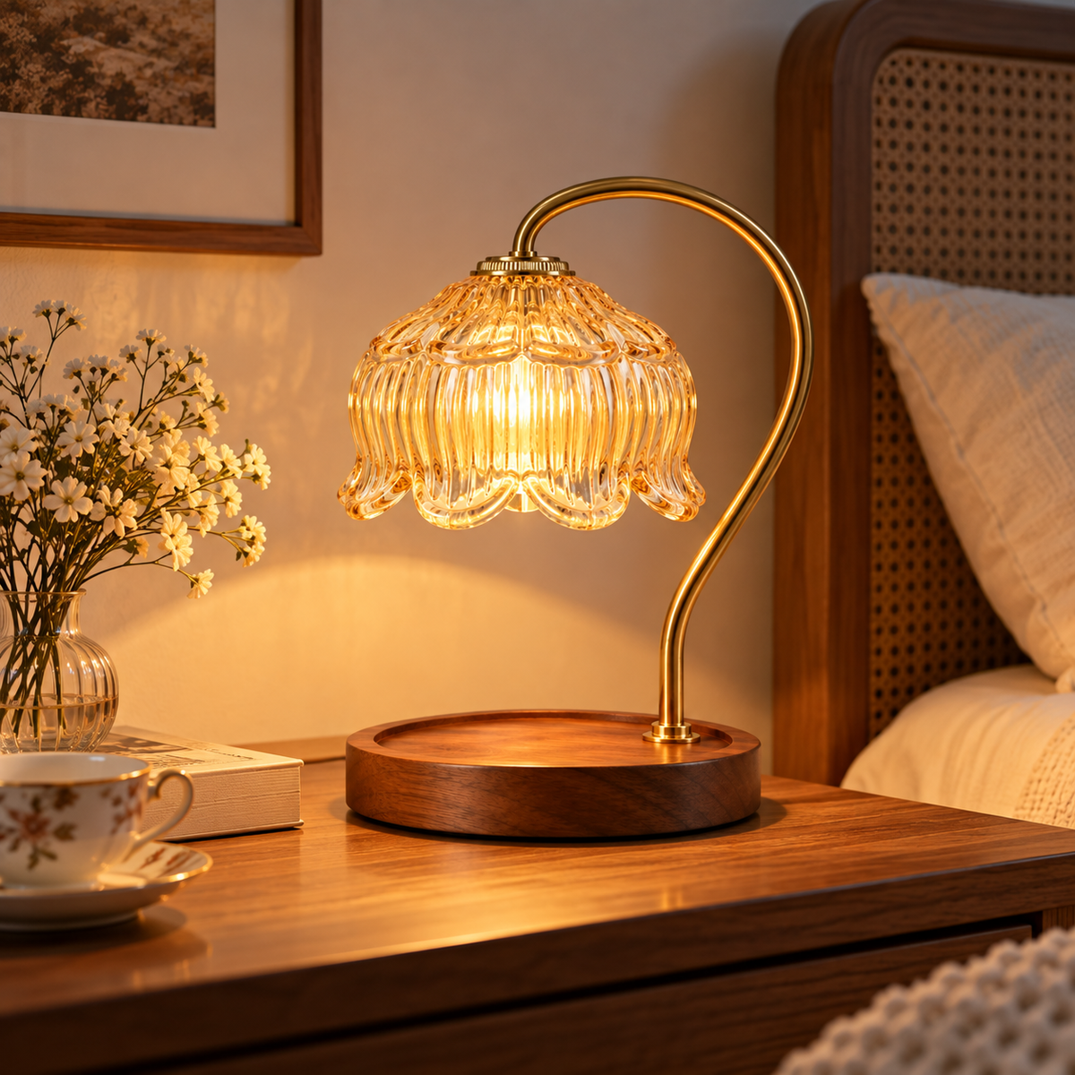 Glass Flower Table Lamp