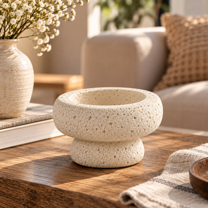 Large Off-White Cement Candle Holder Cup
