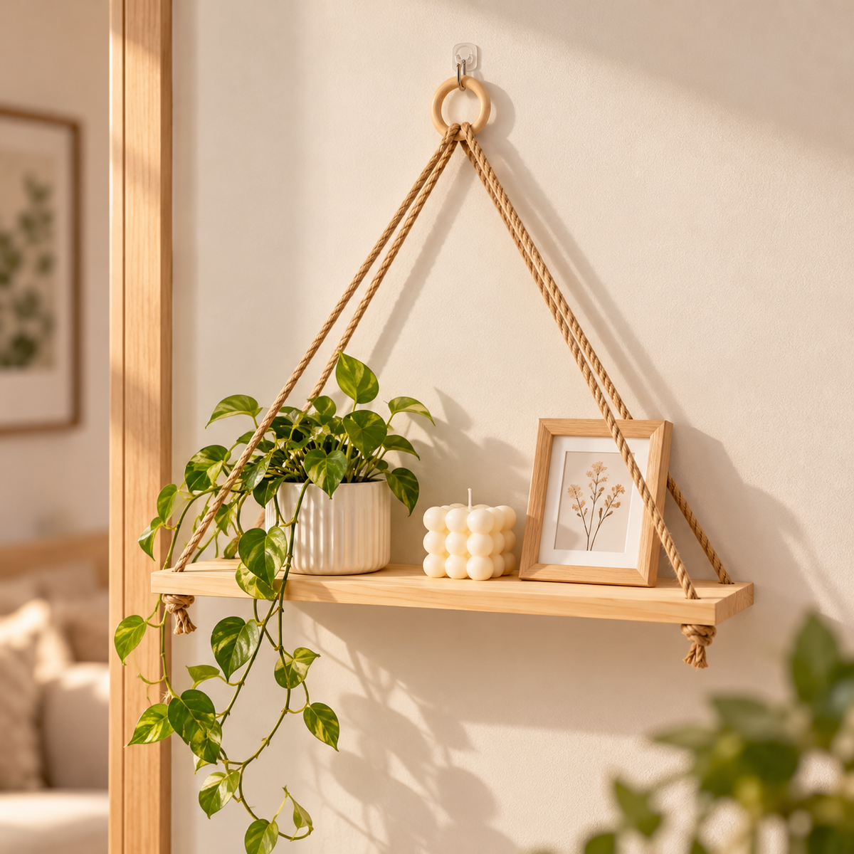 Small Wooden Hanging Wall Shelf