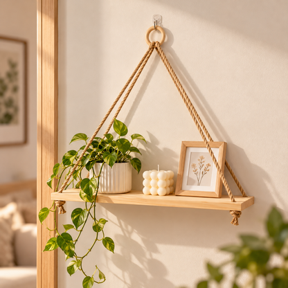 Small Wooden Hanging Wall Shelf